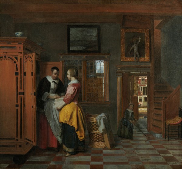 At the Linen Closet by Pieter de Hooch